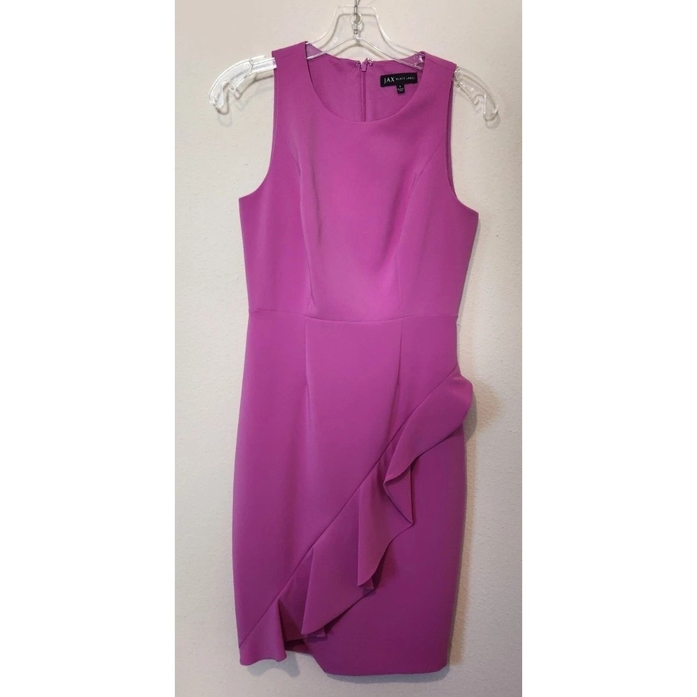 JAXโ Black Label Ruffle Sleeveless Sheath Dress Lined Barbiecore Office Siren 4